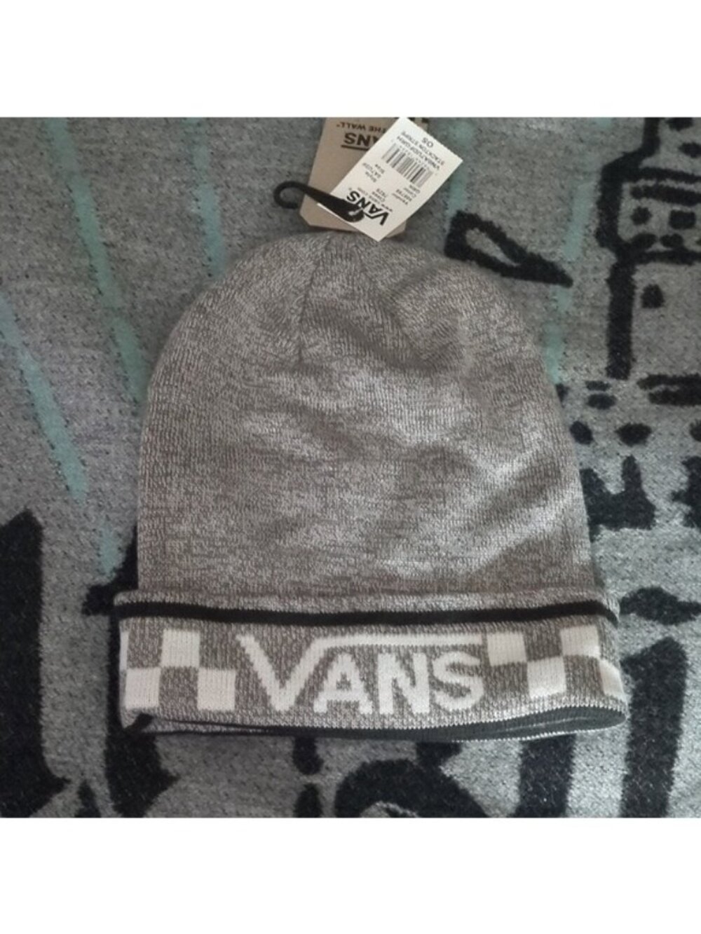 VANS STACKTON STRIPE BEANIE ADULT UNISEX HAT GREY WHITE 062026
